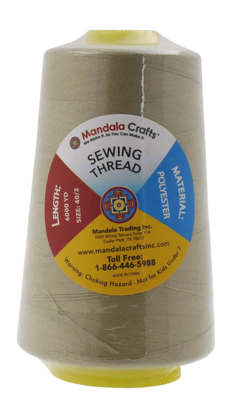 Mandala Crafts 4 Pack of Serger Threads Cones Spools - 40S/2 24000 Yards Polyester Beige Threads for Sergers Machine and Overlock Quilting Sewing Machine - Image 5
